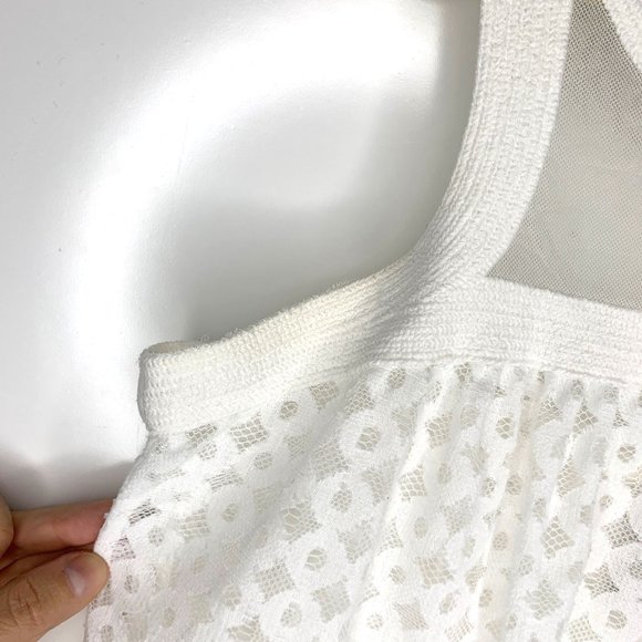 MAX STUDIO White Sheer Circle Boho Tank Top Sz L - Picture 3 of 9